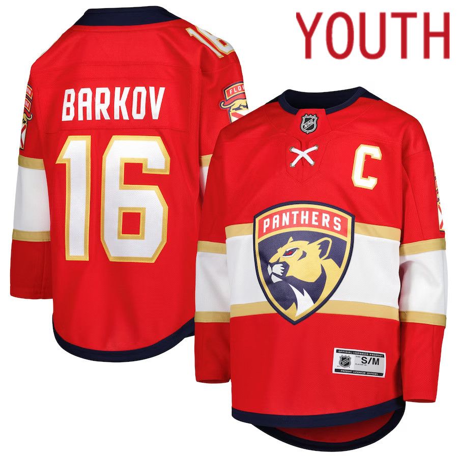 Youth Florida Panthers 16 Aleksander Barkov Red Home Premier Player NHL Jersey
